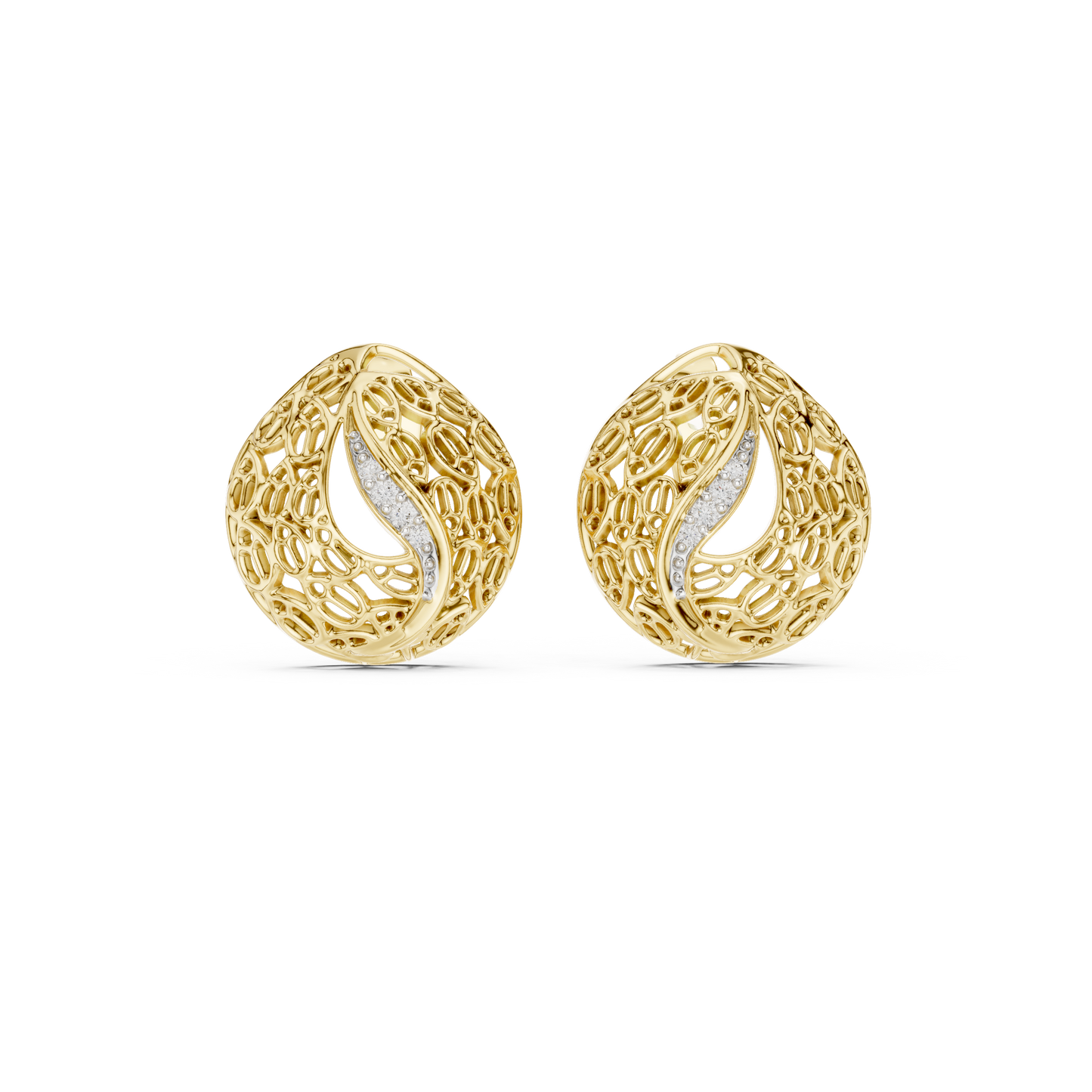 Silver Filigree Teardrop Stud Earrings | Elegant Artisan Design