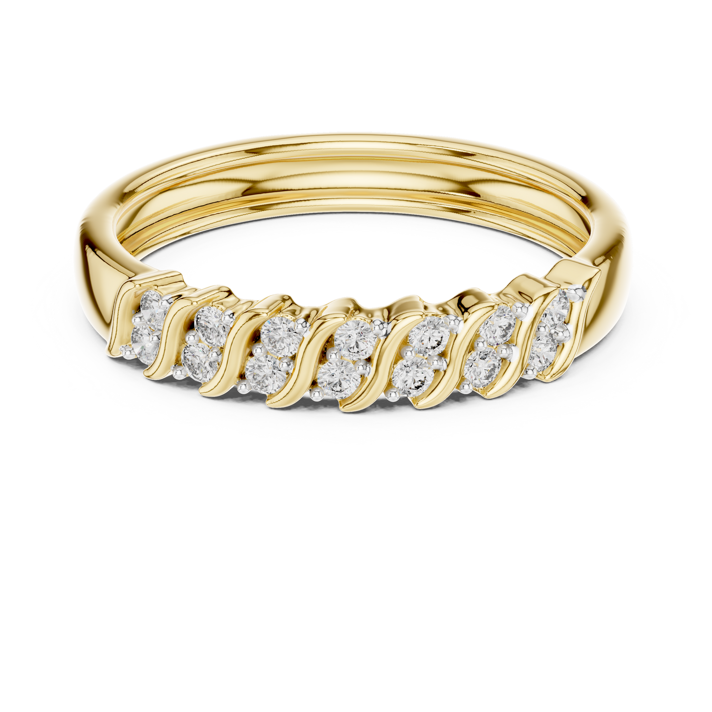 Seven-Stone S-Wave Diamond Wedding Band