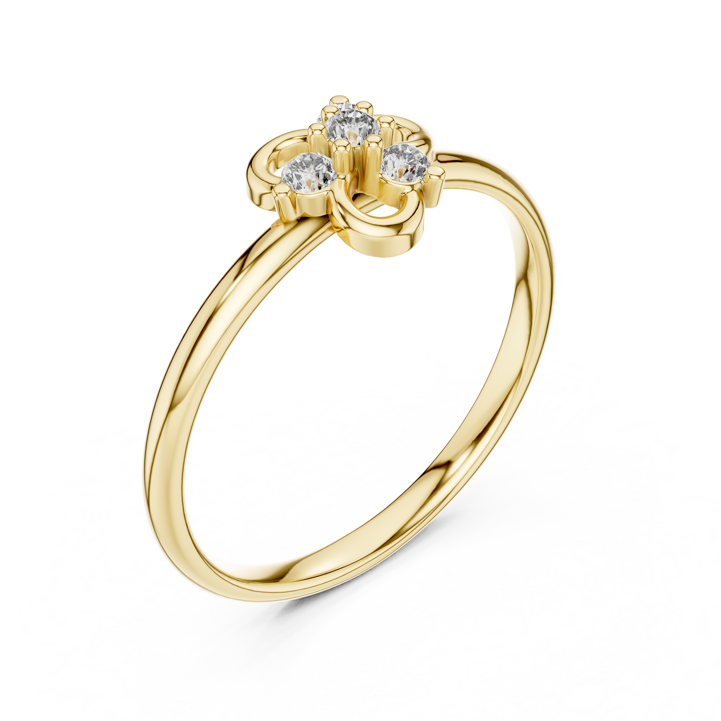 Dainty Minimalist Floral Clover Leaf Ring | Cluster Halo Elegance