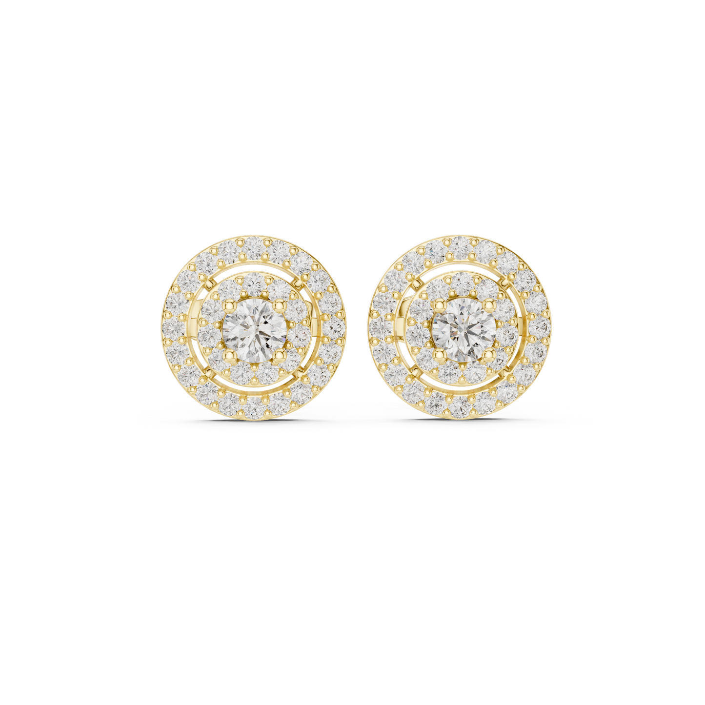 Double Halo Diamond Stud Earrings | Lab-Grown Diamond