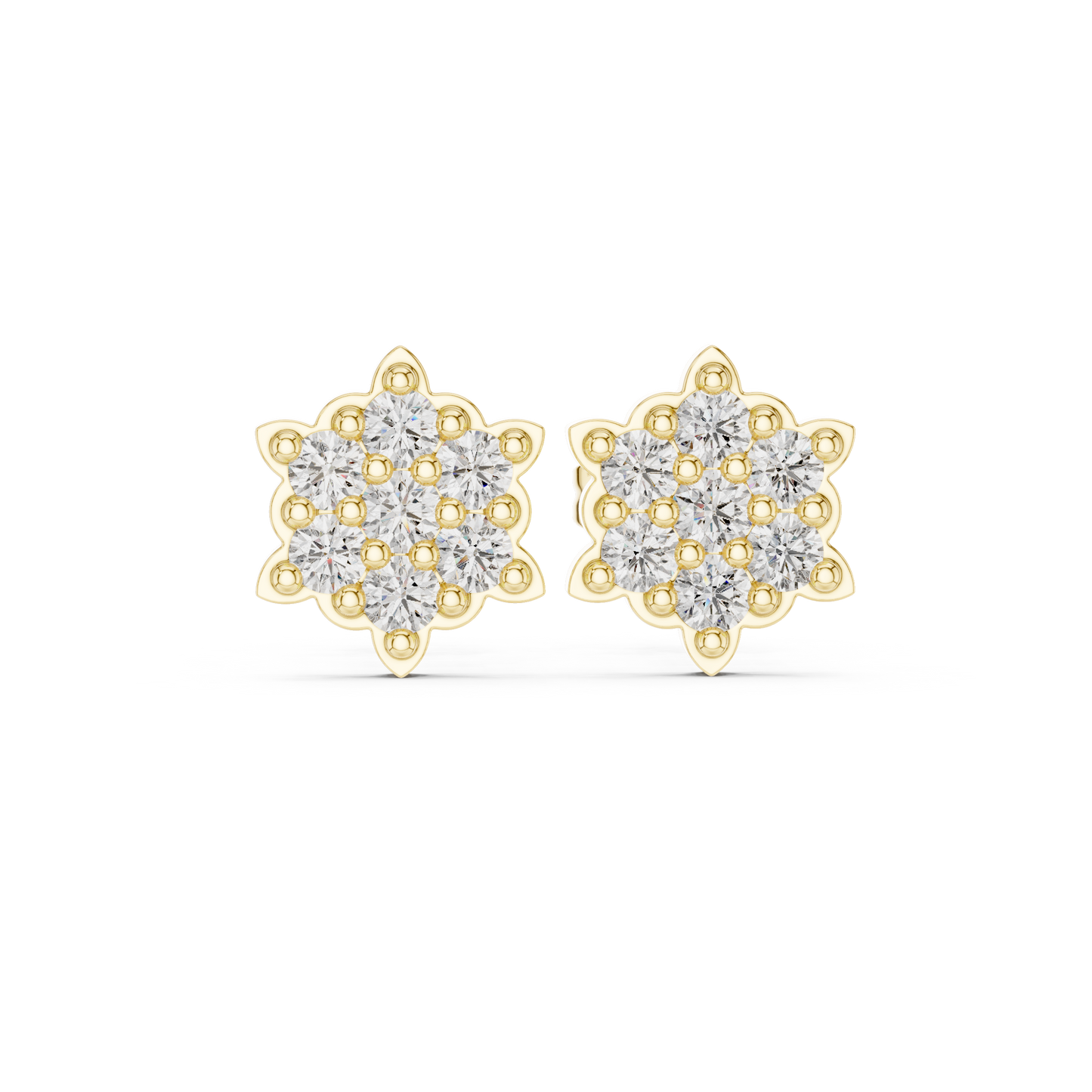 Diamond Cluster Stud Earrings | Lab-Grown Diamond Earrings