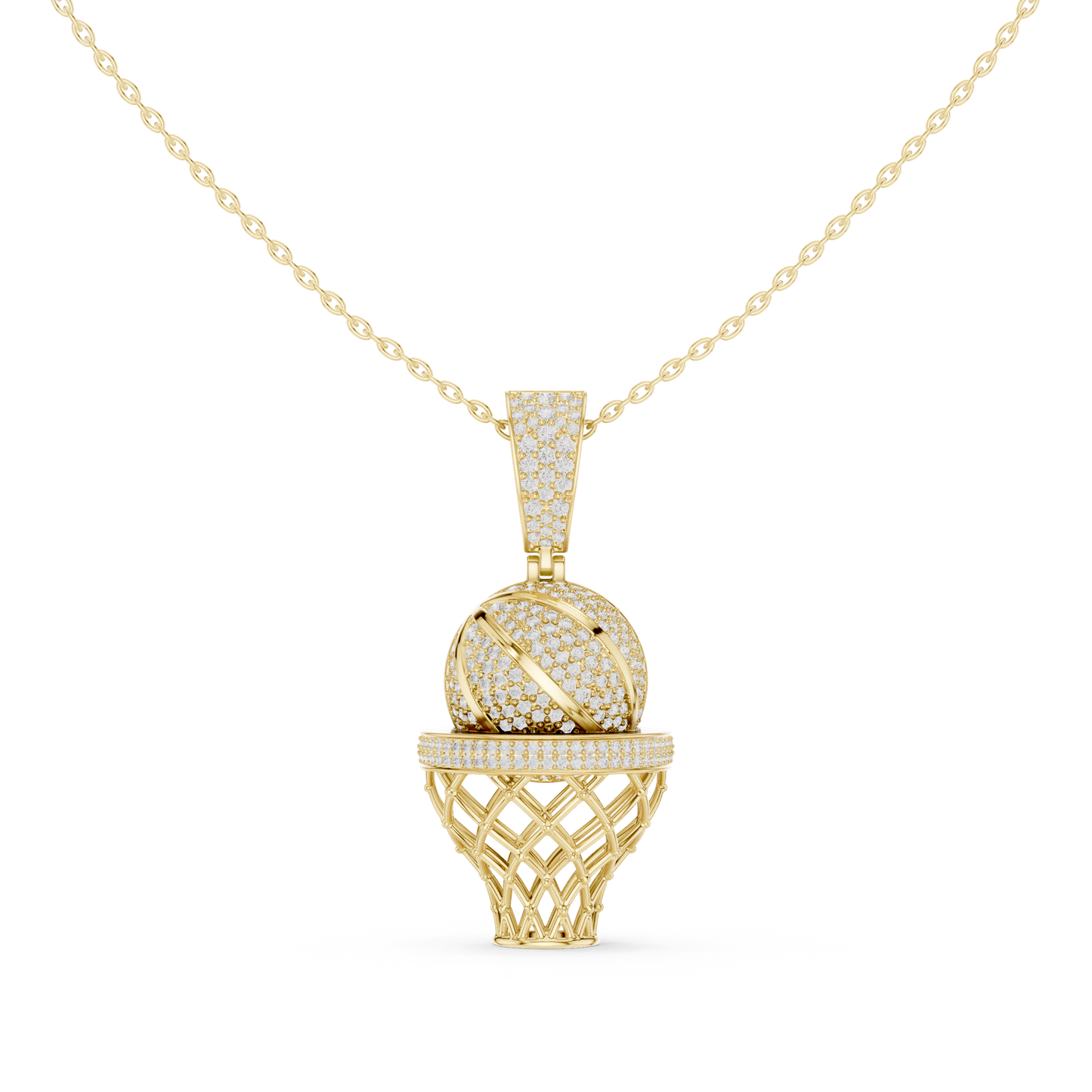 Basketball Hoop Lab-Grown Diamond Pendant Necklace