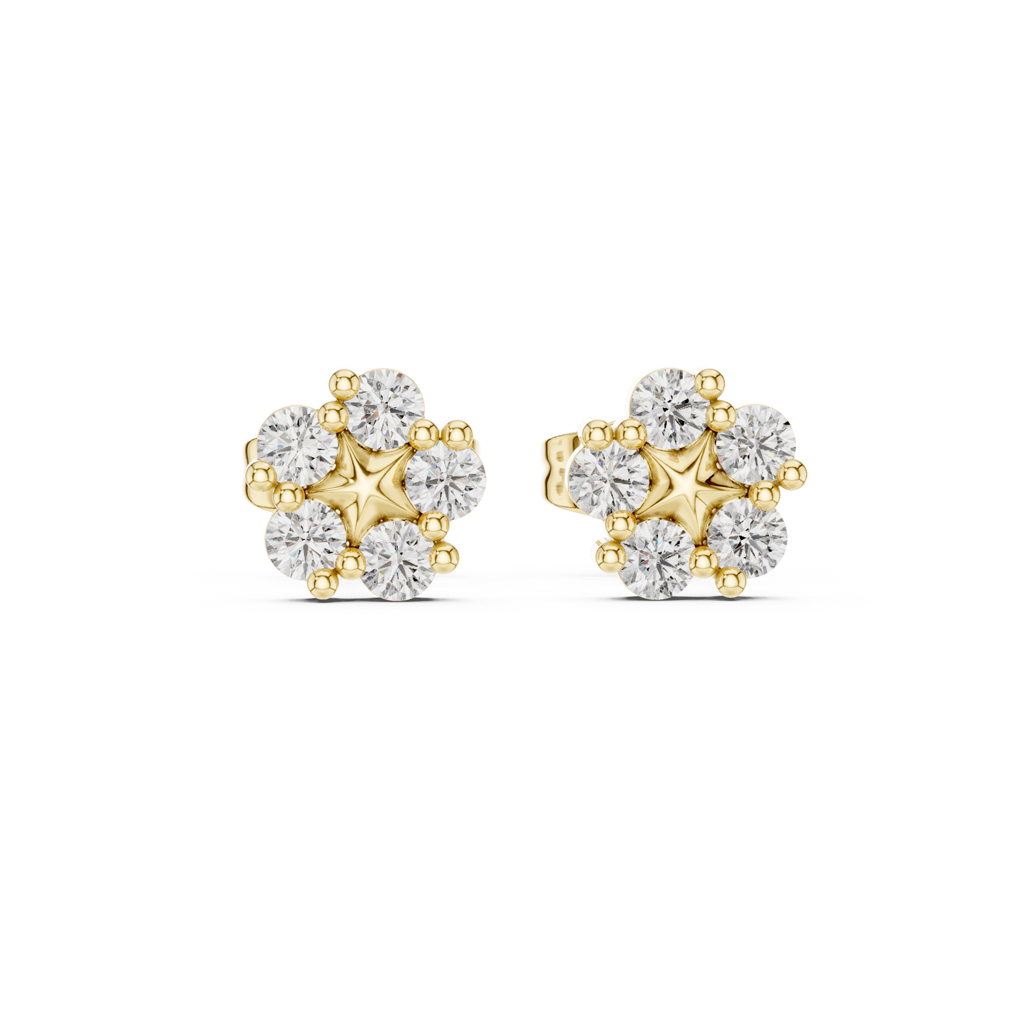 Diamond Flower Stud Earrings