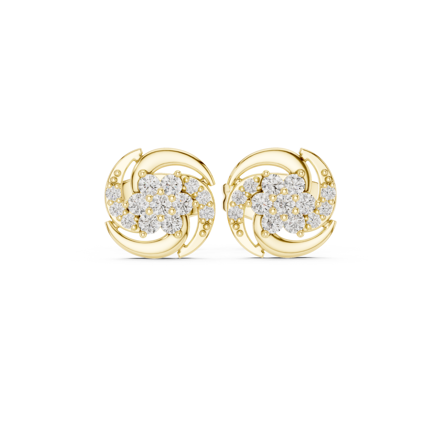 Lustrous Mirage Diamond Stud Earrings | Elegant Swirl Design
