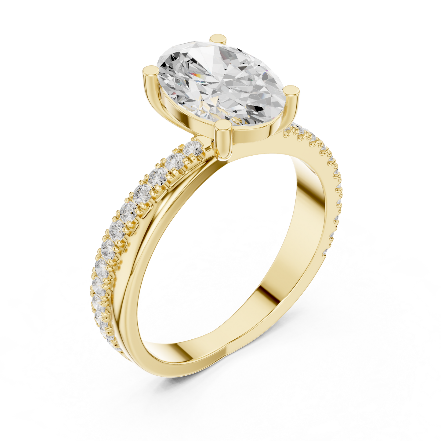 Oval Diamond Engagement Ring | Criss-Cross Pavé Band