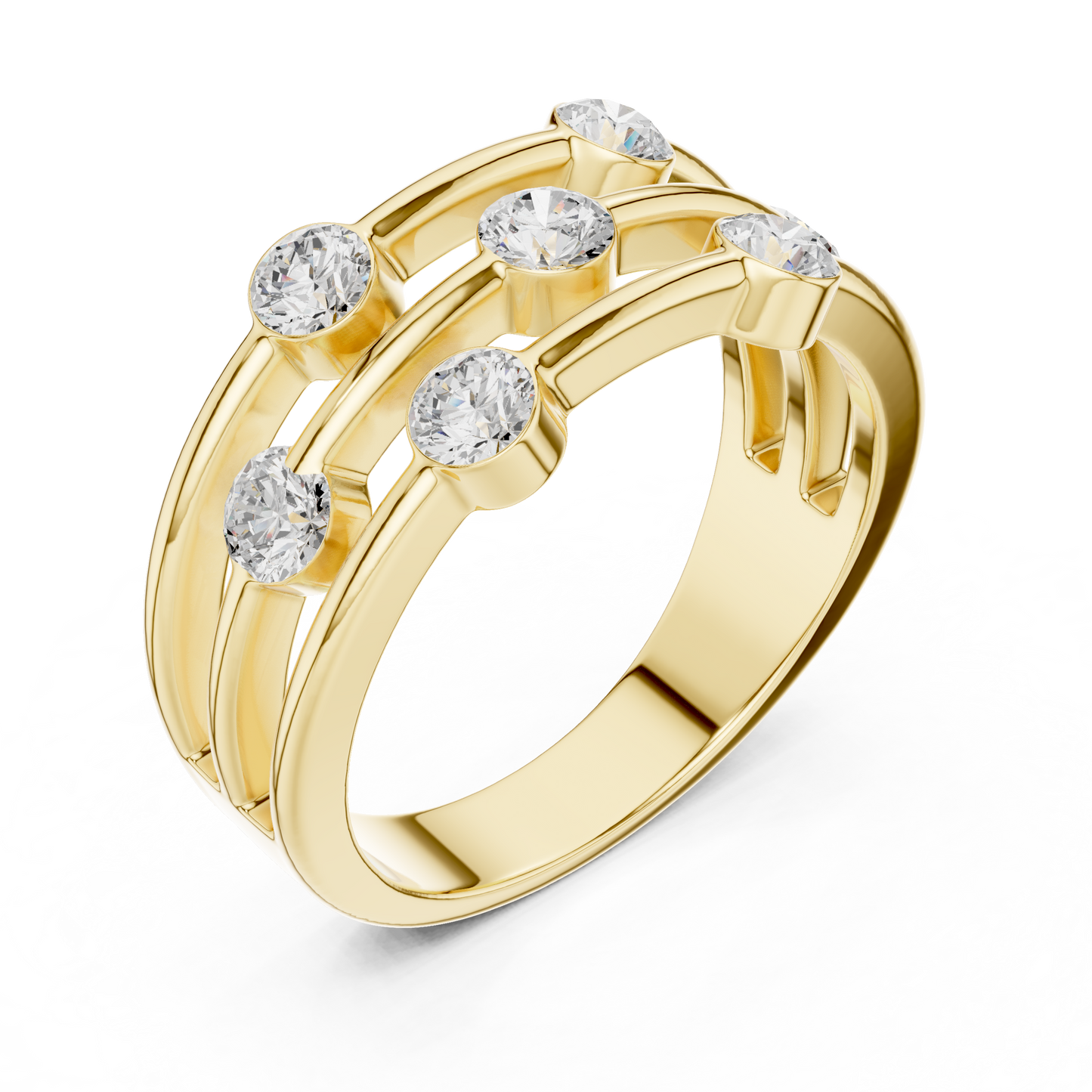 Three-Row Seven-Stone Diamond Band Ring | Elegant Women’s Ring