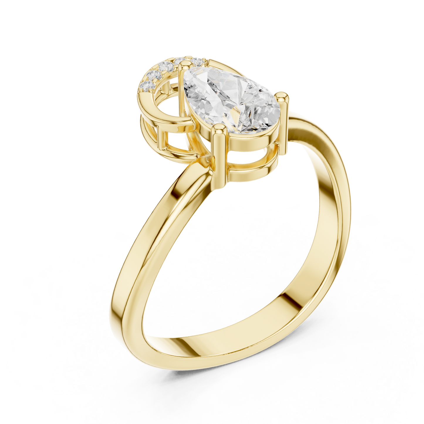 Pear-Shaped Diamond Engagement Ring | Halo & Bypass Band