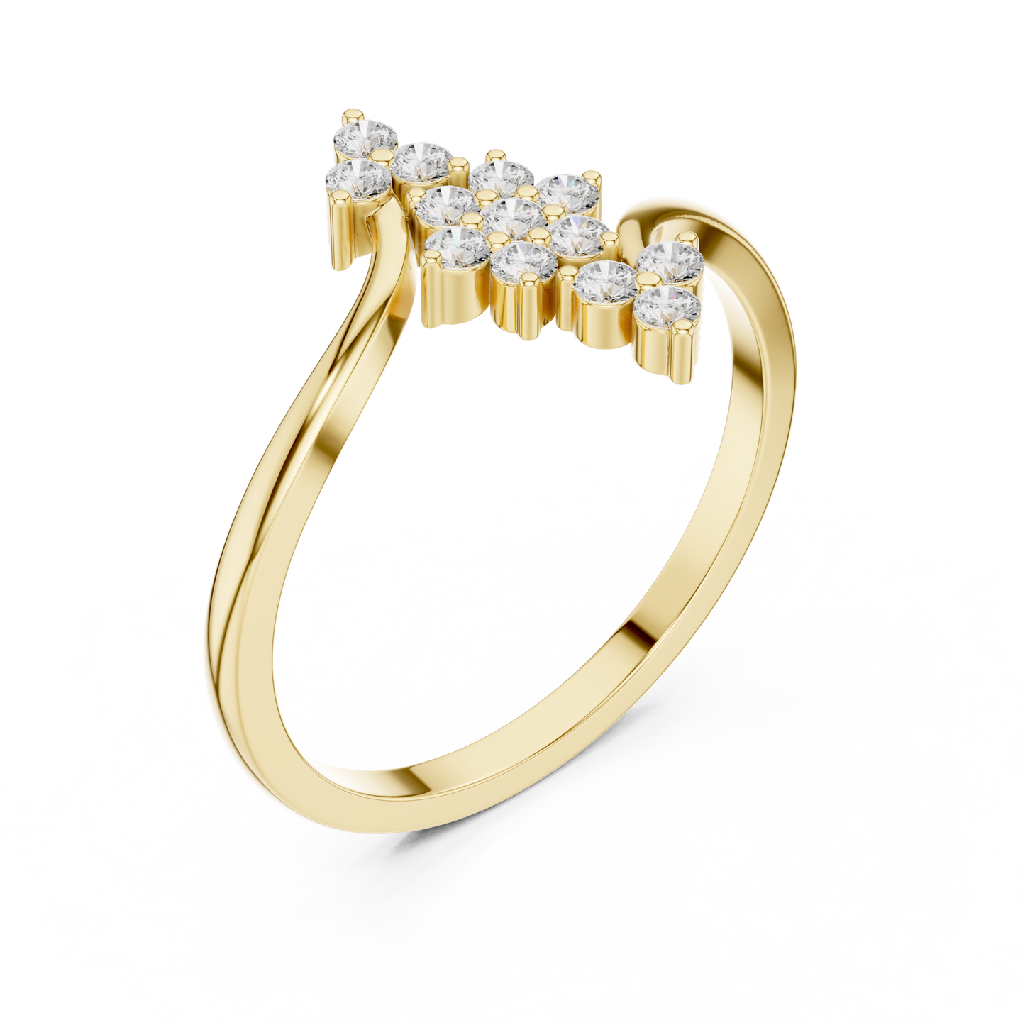 Vighnaharta Lab-Grown Diamond Ring | Sterling Silver Bypass Cluster