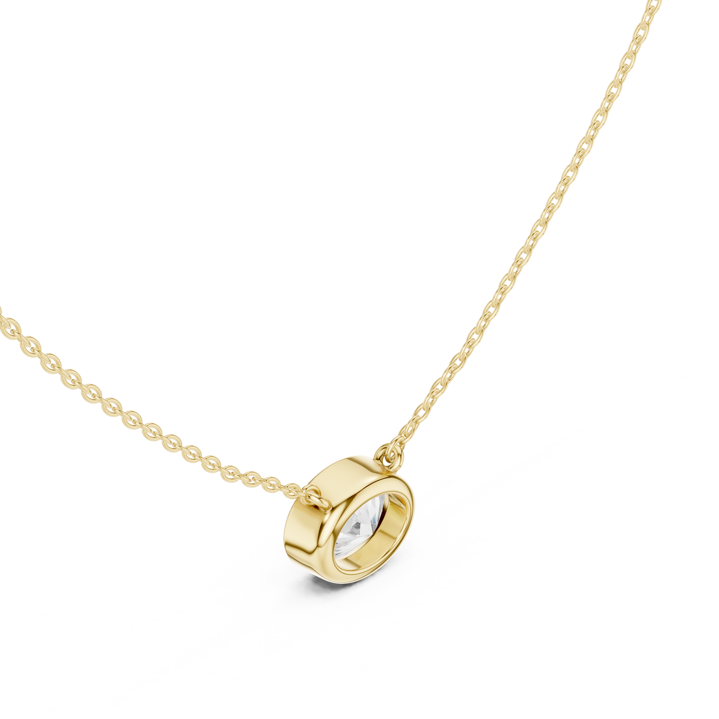 Oval-Cut Diamond Solitaire Pendant Necklace | White Gold Bezel