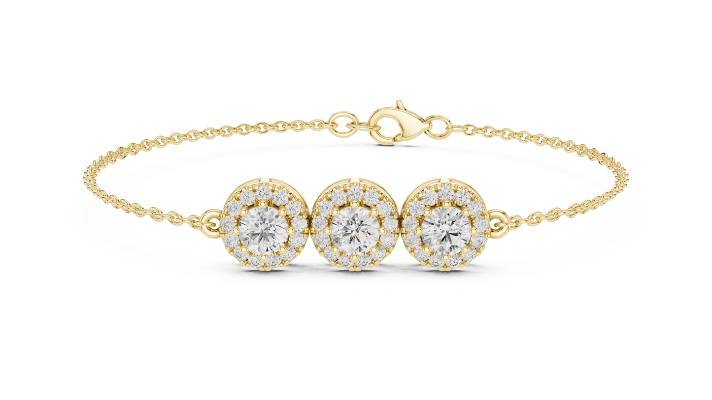 Three-Cluster Diamond Bracelet | Elegant Triple Sparkle Design