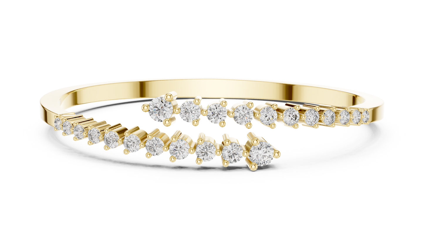 Diamond Bypass Bangle Bracelet | Round Diamond Elegance