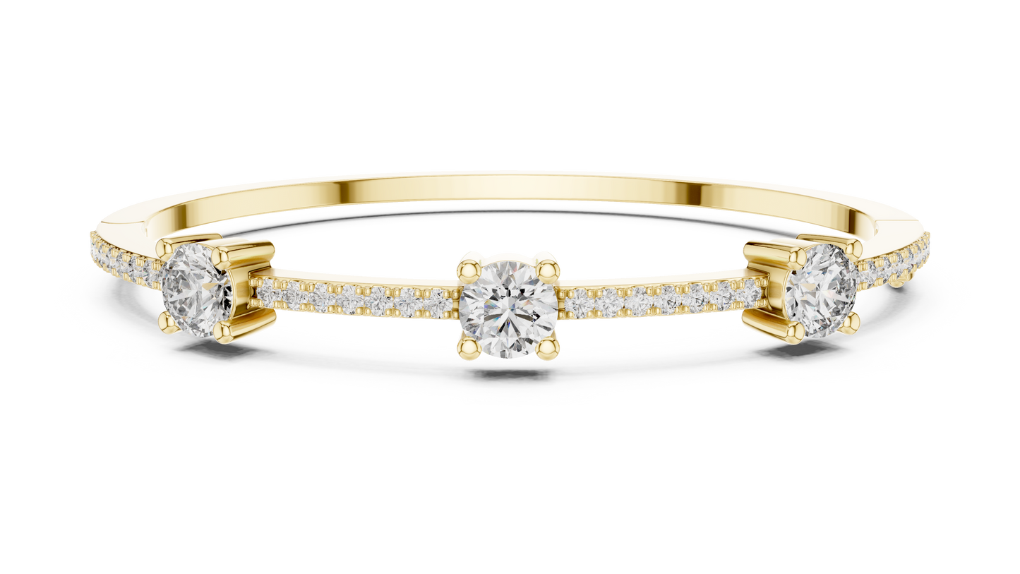 Lab-Grown Diamond Trio Bracelet | Elegant Three-Stone Bangle
