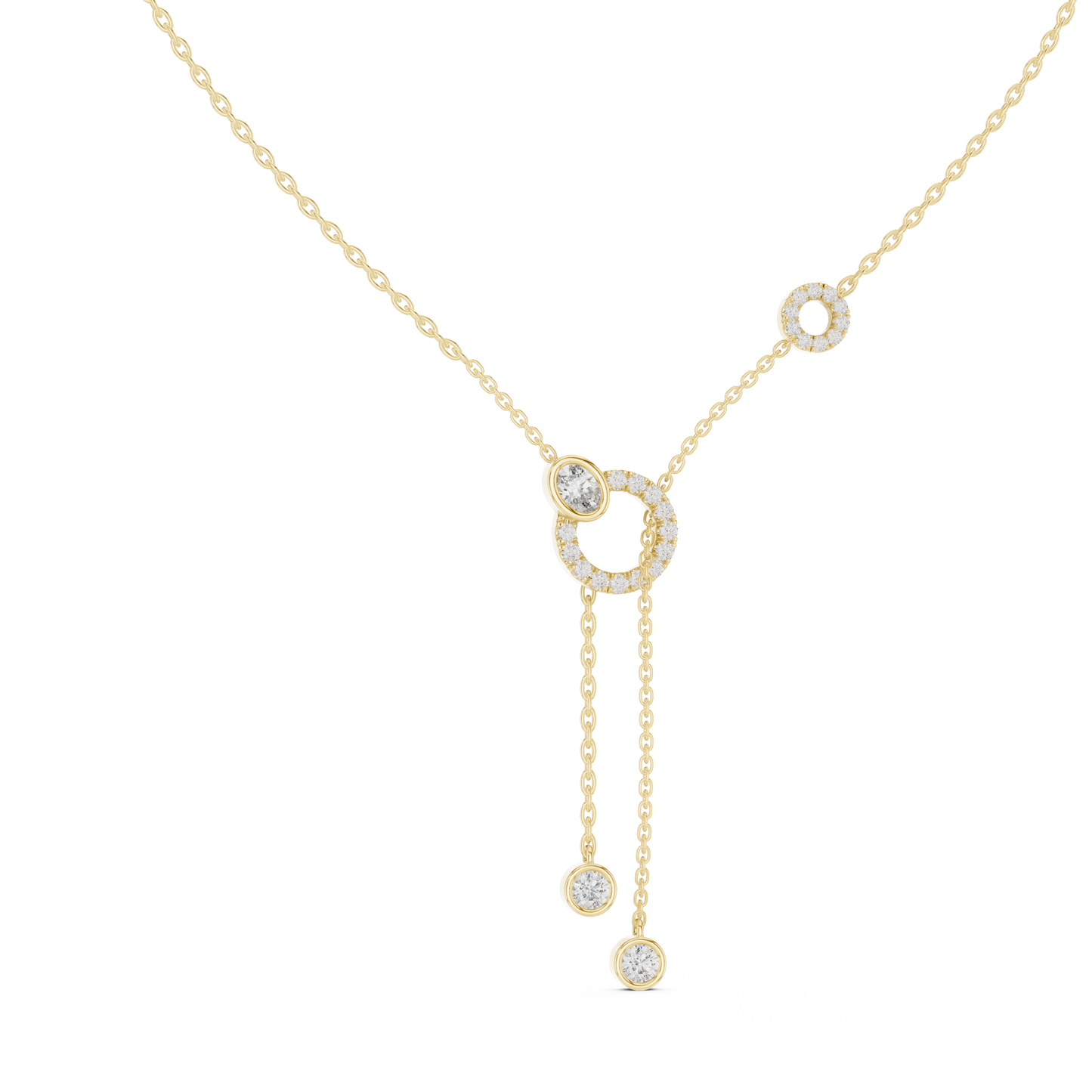 Lariat-Style Diamond Necklace with Circular Motif & Drop Pendants | Statement Luxury Jewelry