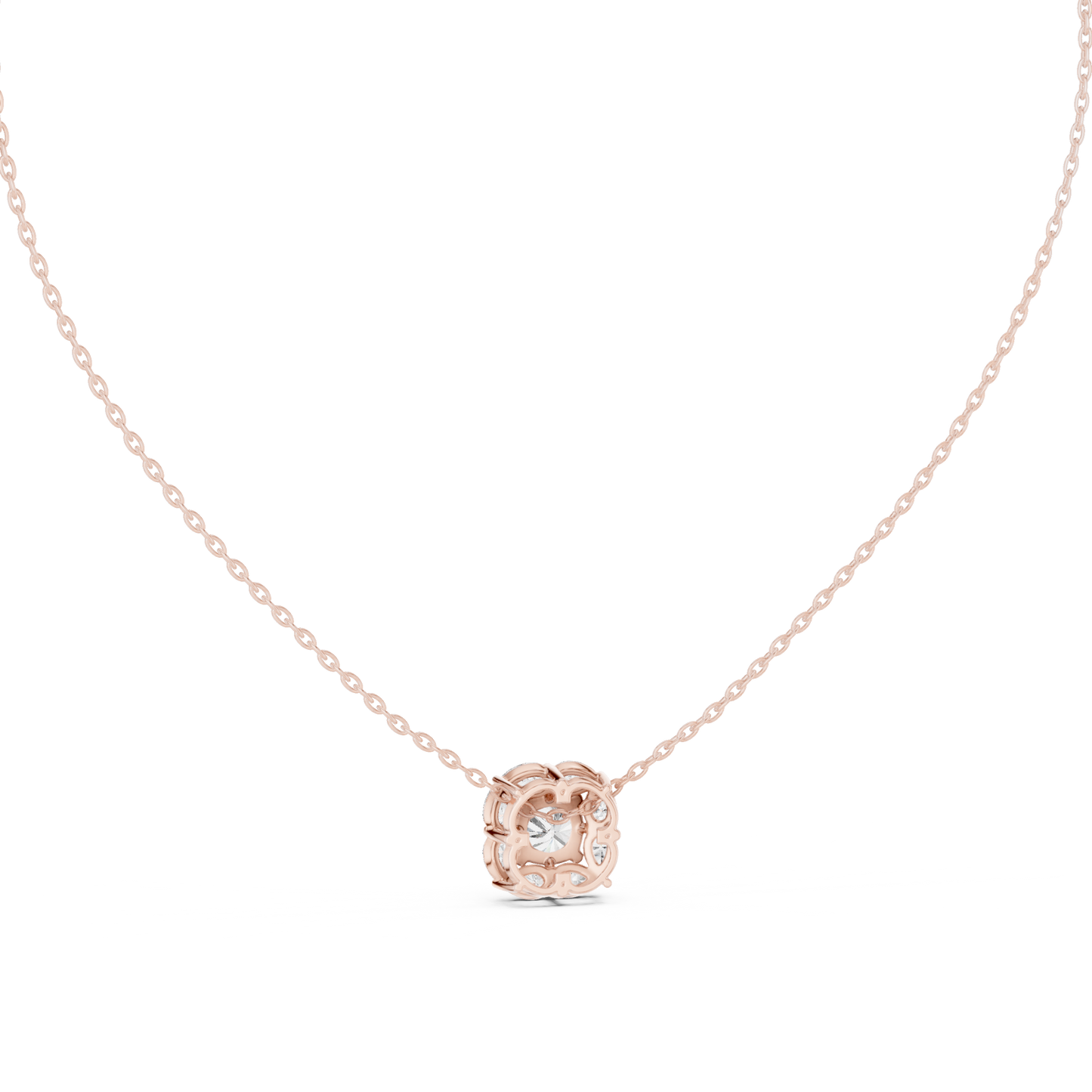 Princess-Cut Diamond Halo Pendant Necklace | Pear & Marquise Halo Design