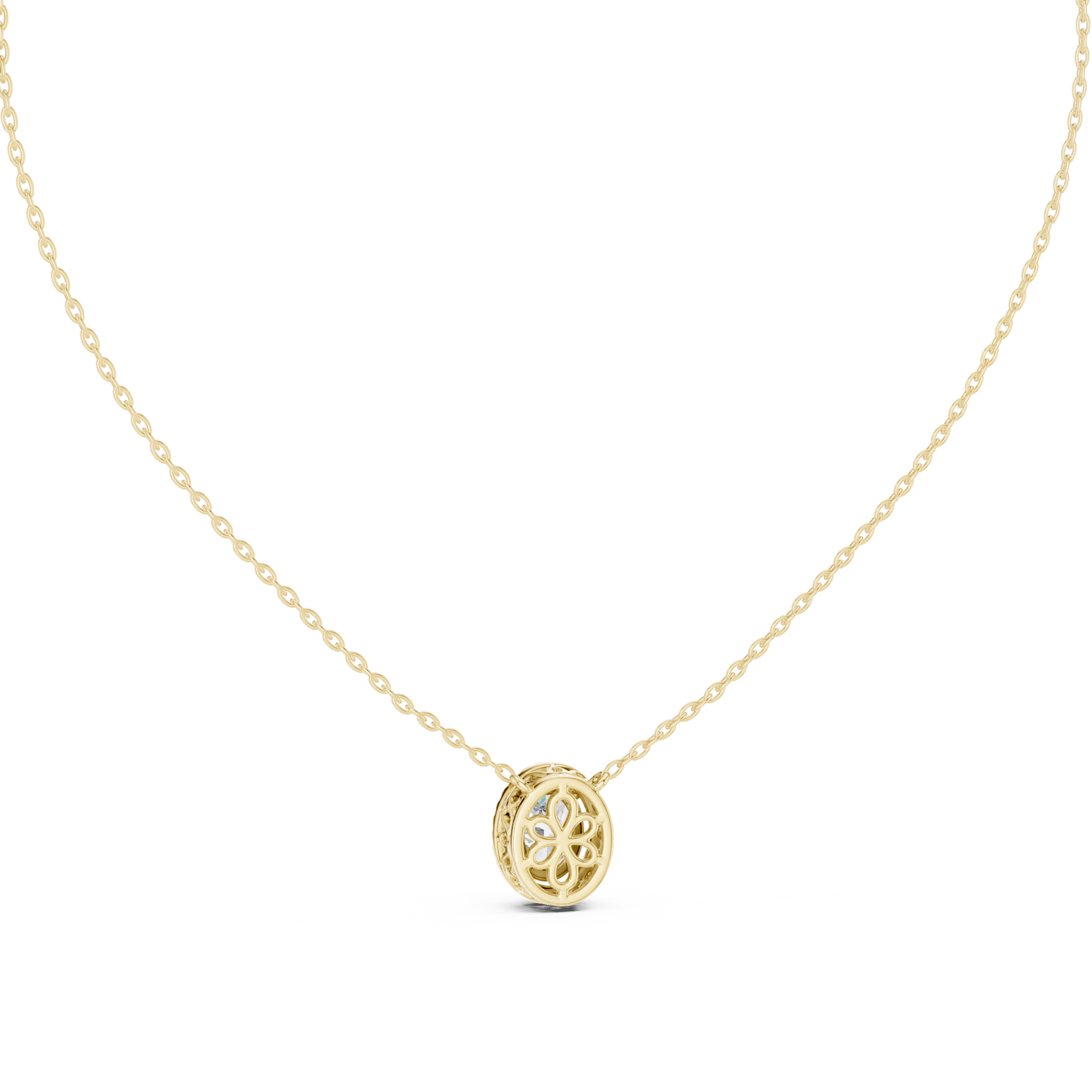 Oval Diamond Halo Pendant Necklace | Lab-Grown Diamonds