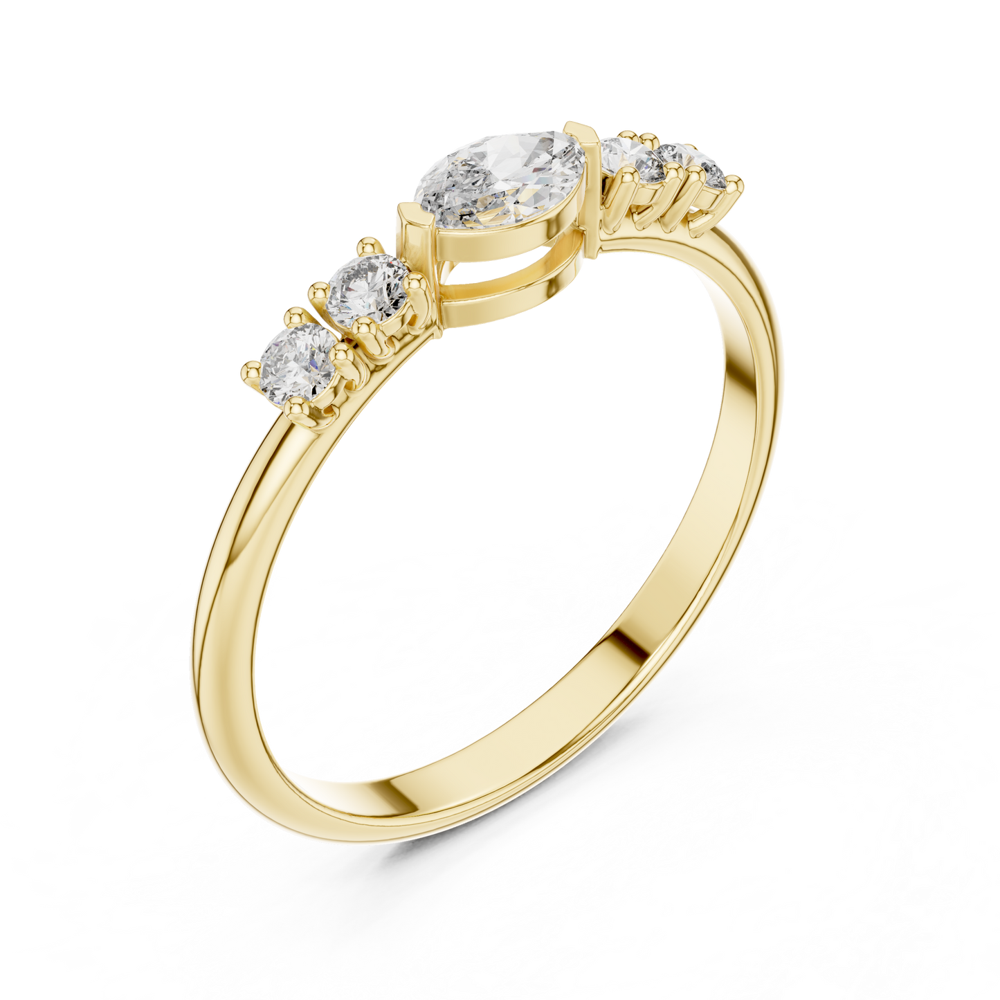 Vertical Oval Center Diamond Ring | Elegant Solitaire or Accent Ring