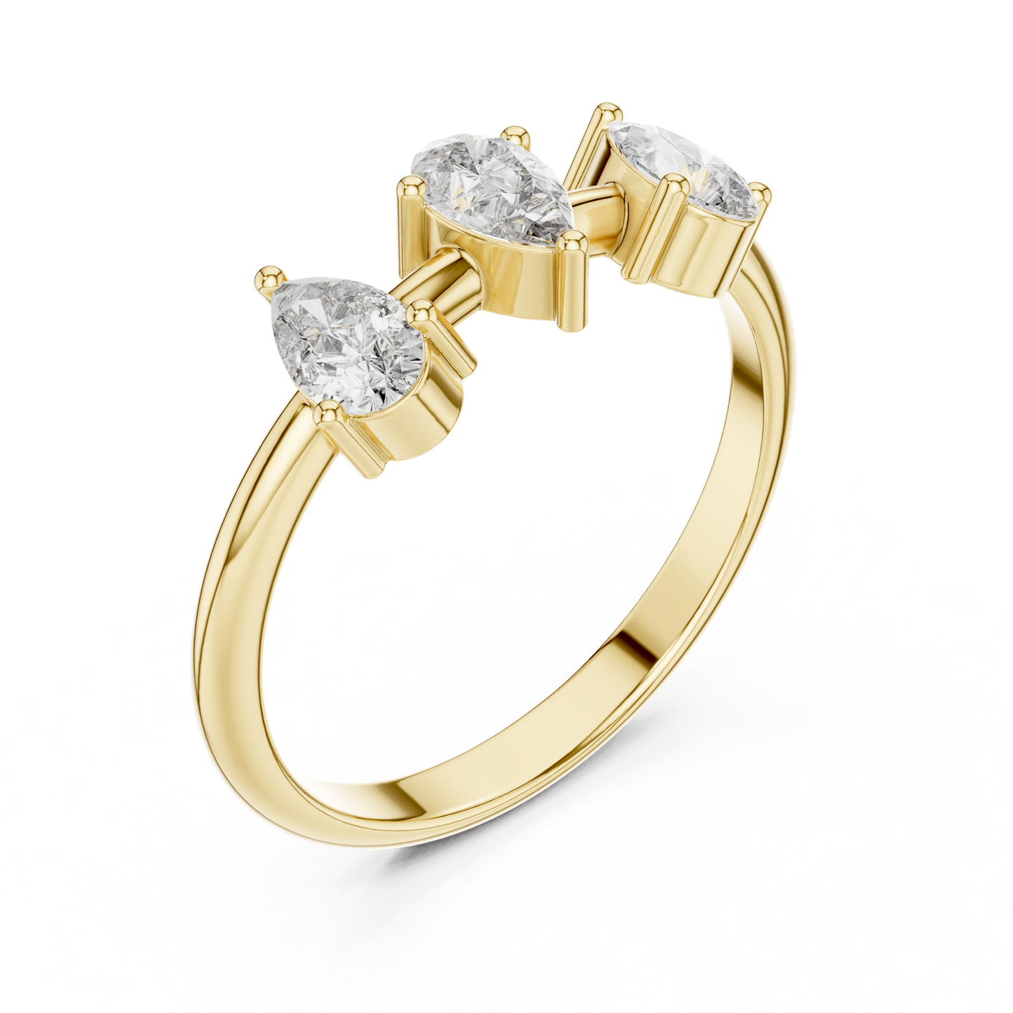 Three-Stone Pear-Cut Diamond Ring | Lab-Grown Diamond Ring