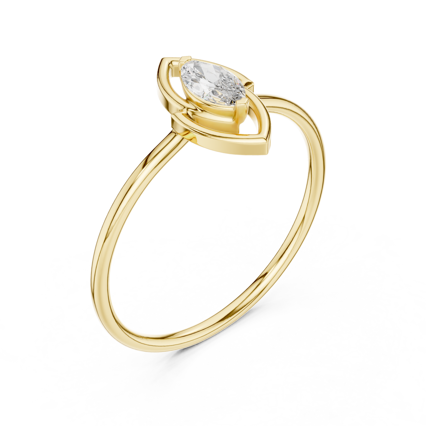 Marquise-Cut Diamond Bezel Set Solitaire Promise Ring