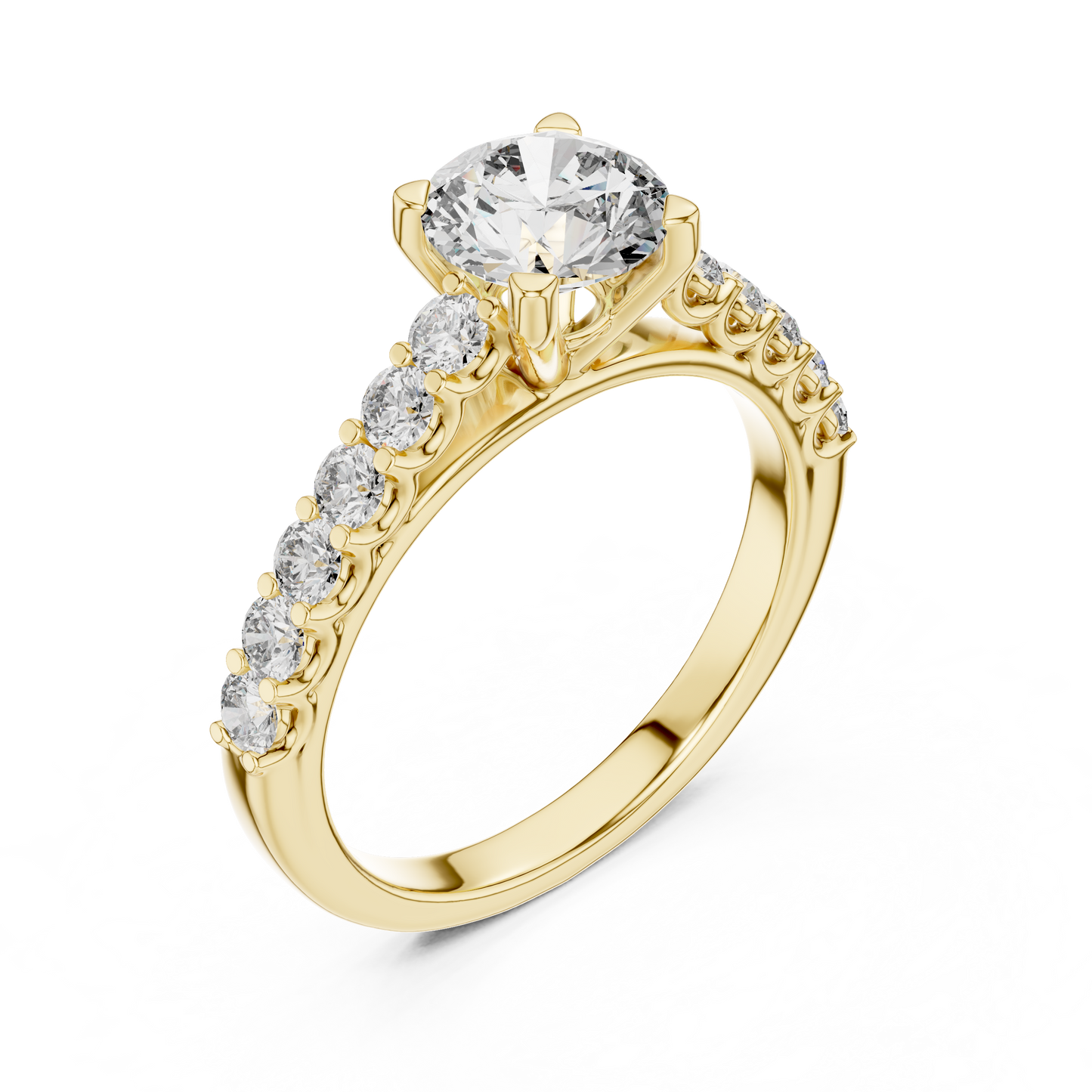 Diamond Engagement Ring | Center Stone with Pavé Side Diamonds