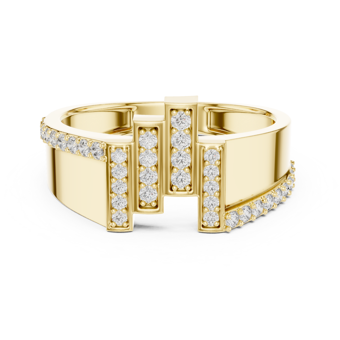 Diamond-Studded Letter 'T' Adjustable Ring | Personalized Initial Jewelry