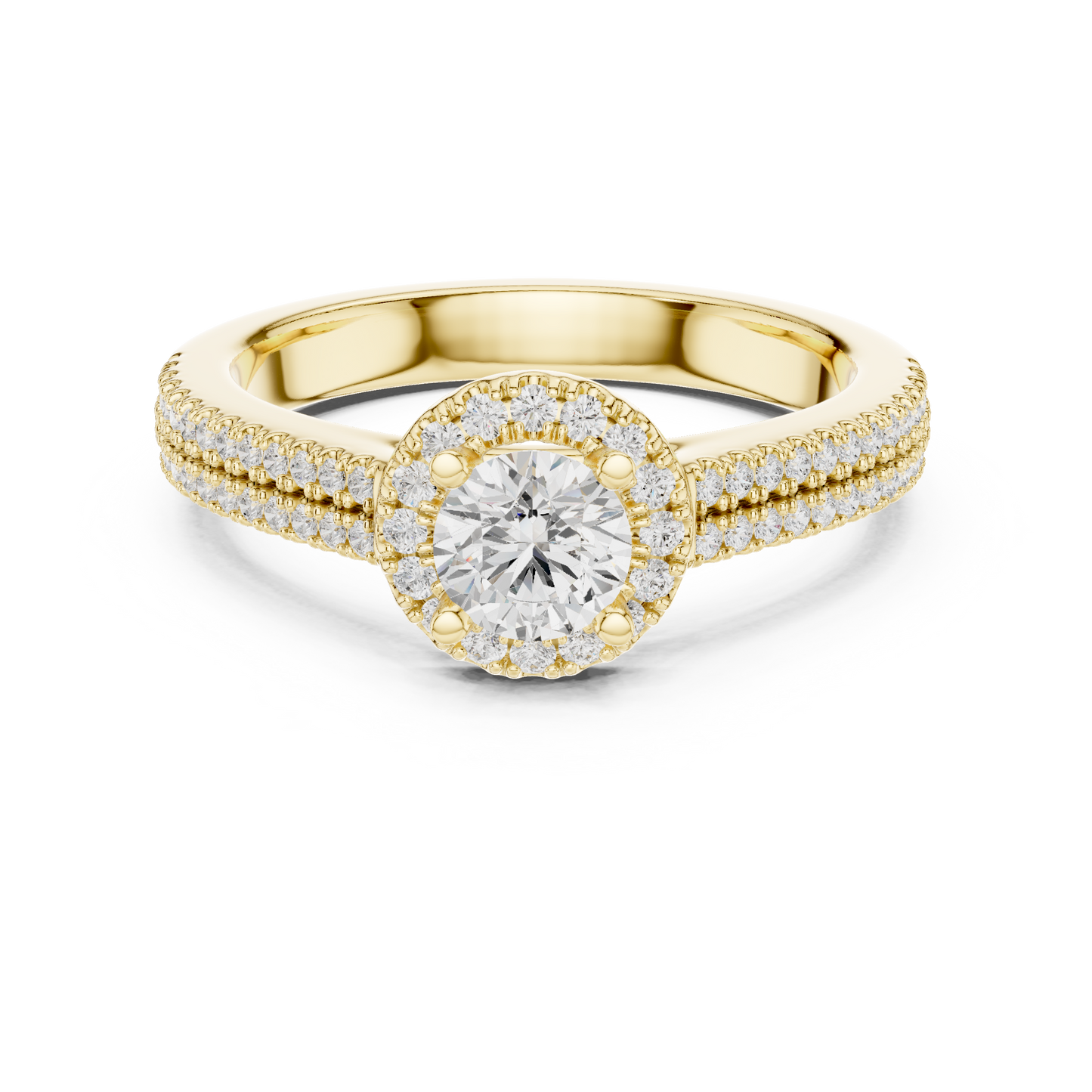 Double-Row Pavé Halo Diamond Engagement Ring | Lab-Grown Diamond