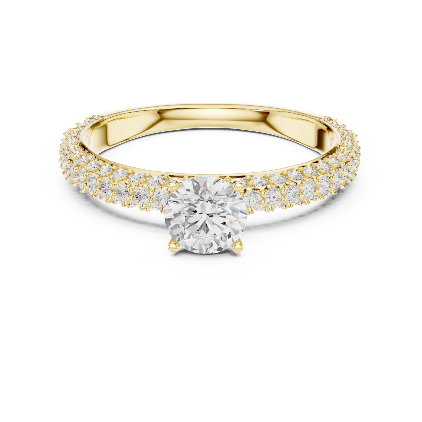 Solitaire Engagement Ring with Pavé Diamond Band | Lab-Grown Diamond