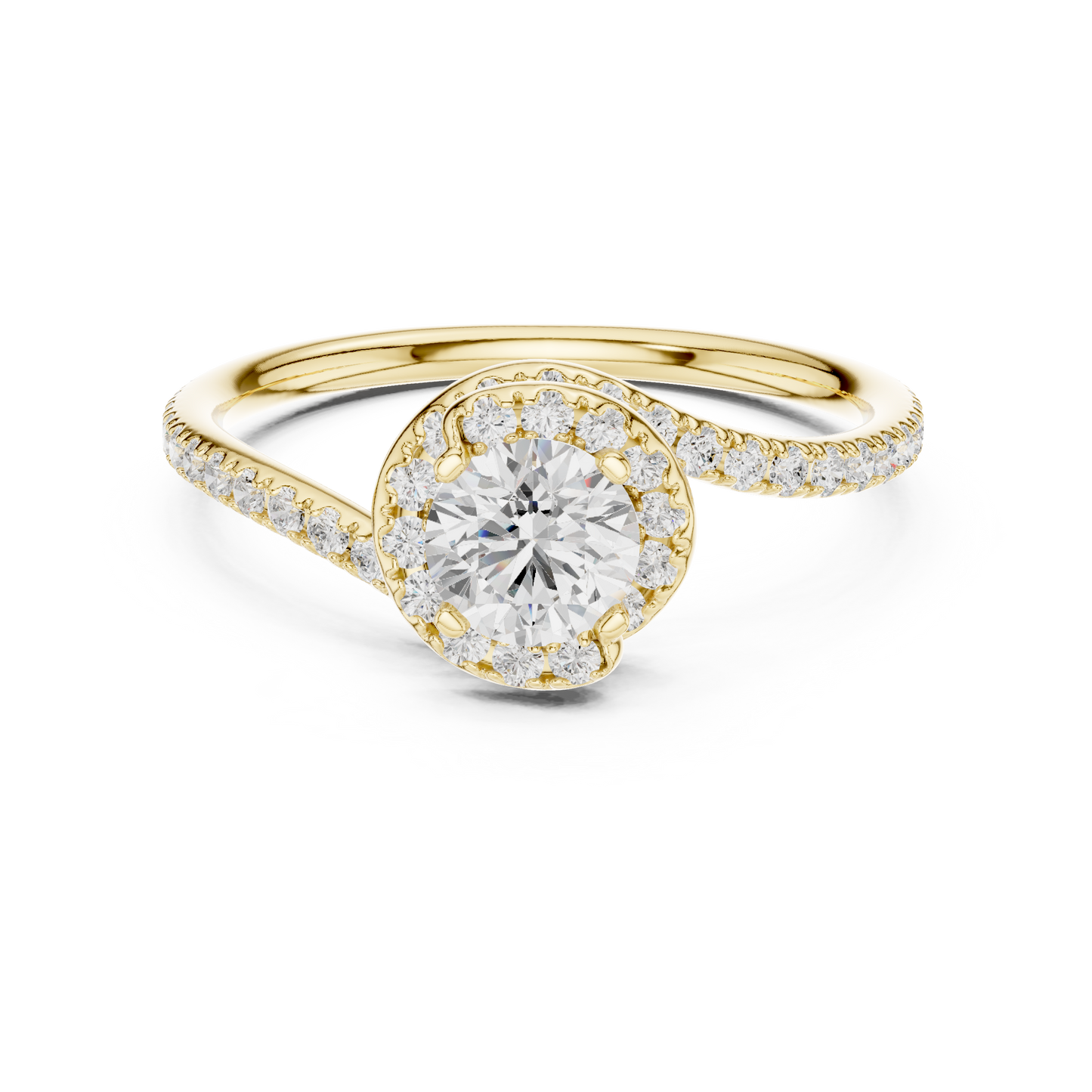Round Lab-Grown Diamond East-to-West Bypass Pavé Engagement Ring