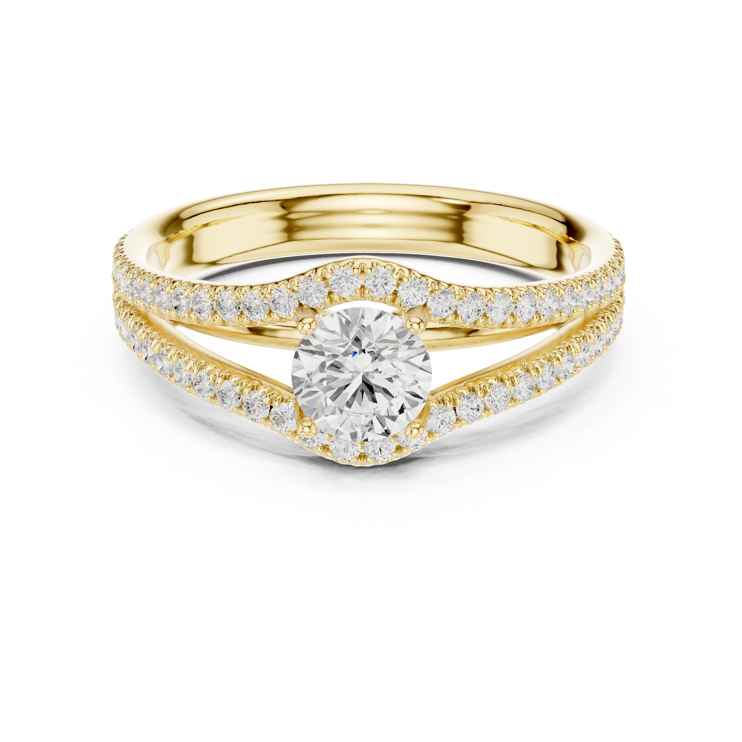 0.50 ct Solitaire Split Shank Diamond Ring | 935 Anti-Tarnish Silver