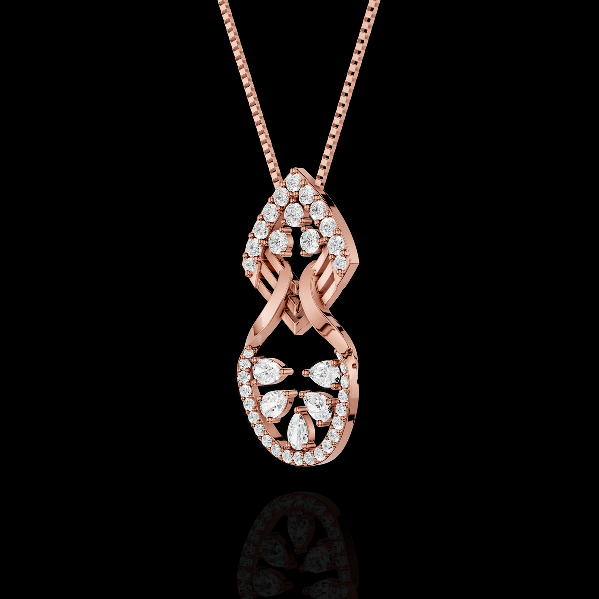Elegant Pear Cut Diamond Pendant Necklace with Floral Design