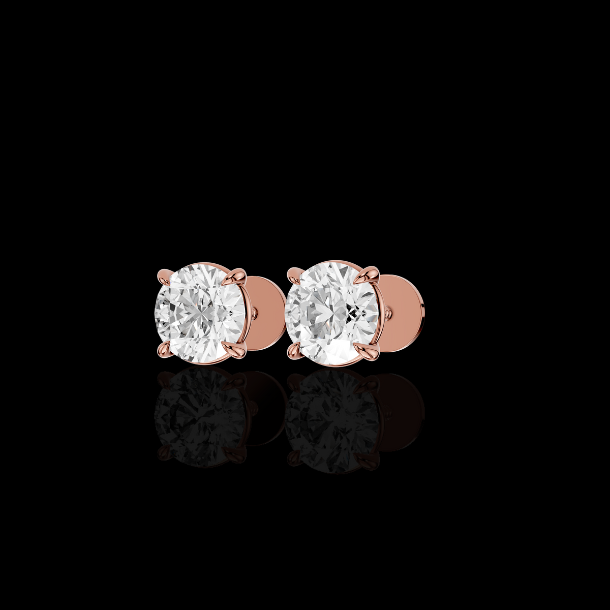 Round Solitaire Earrings, Round Diamond Earrings, Four Prong Earrings, Classic Bridal Jewelry, Minimalist Gift for Her