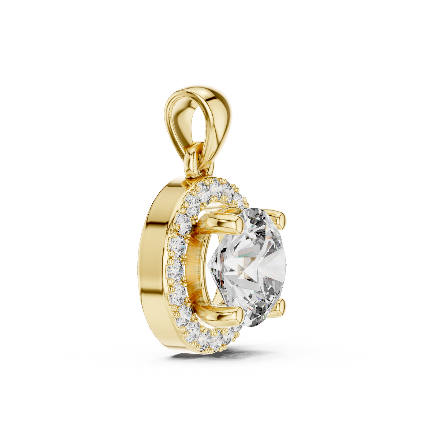 Halo Diamond Solitaire Pendant Necklace | Elegant Chain Necklace