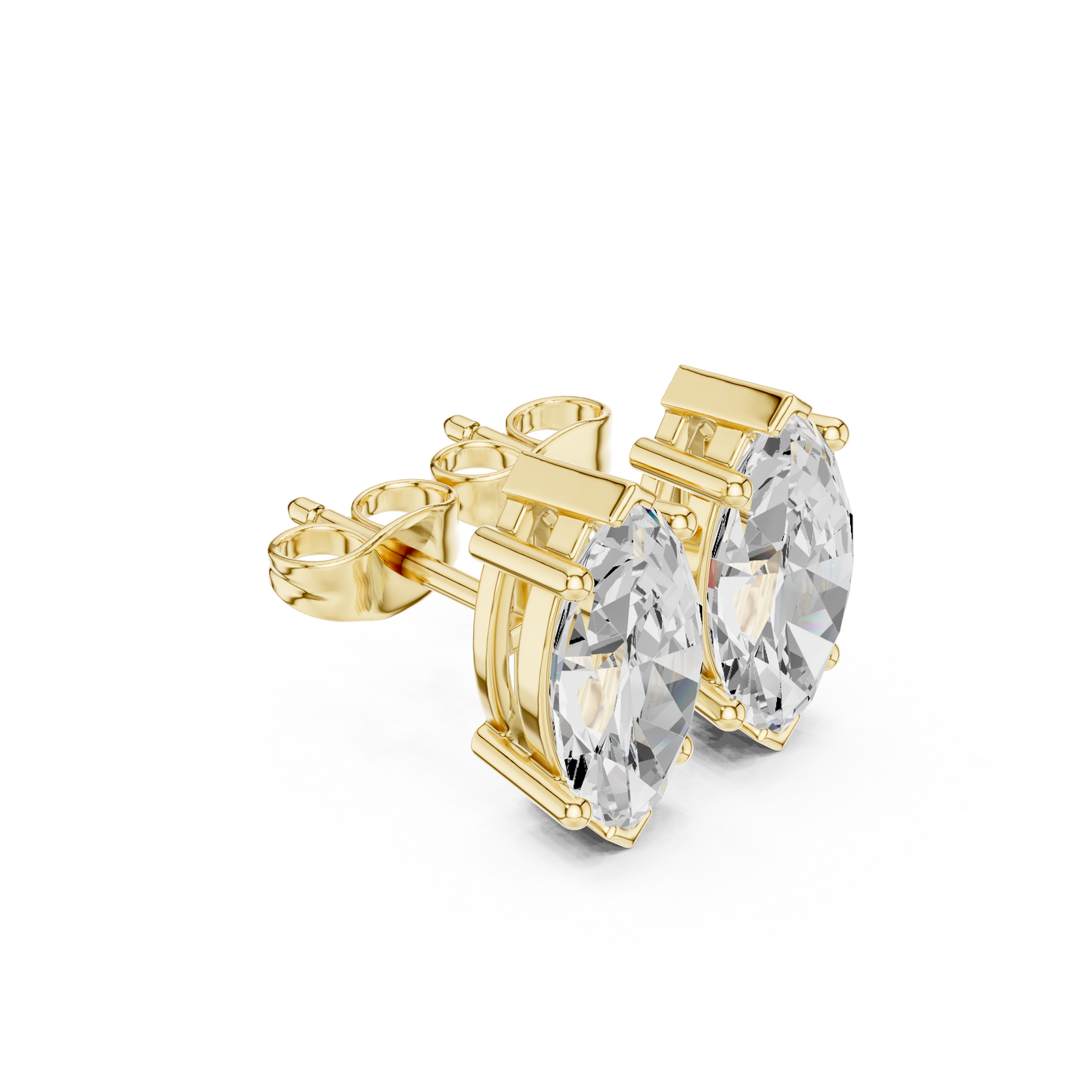 Marquise-Cut Diamond Solitaire Stud Earrings | Timeless Elegance