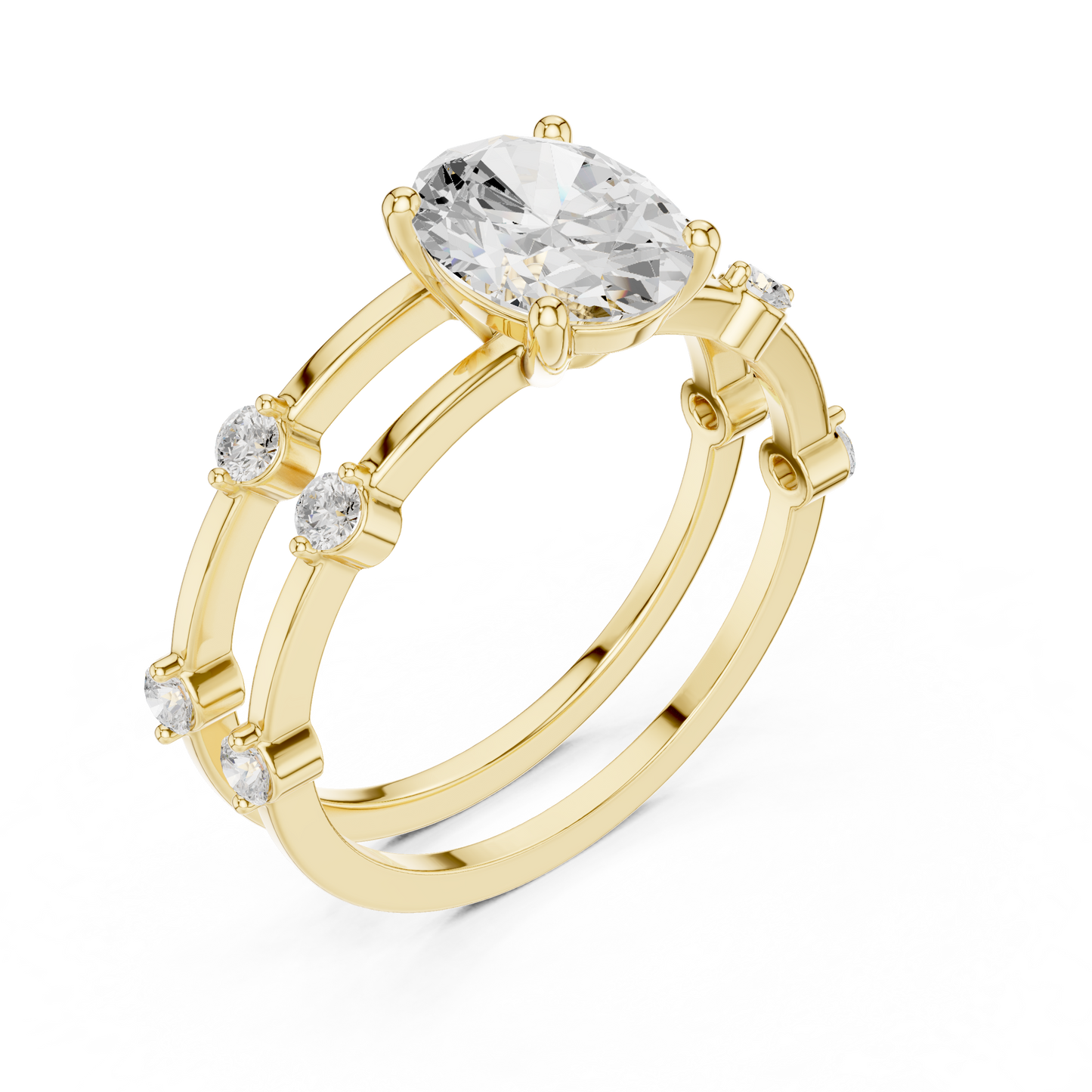 Oval Lab-Grown Diamond Engagement Ring with Matching Wedding Band Set