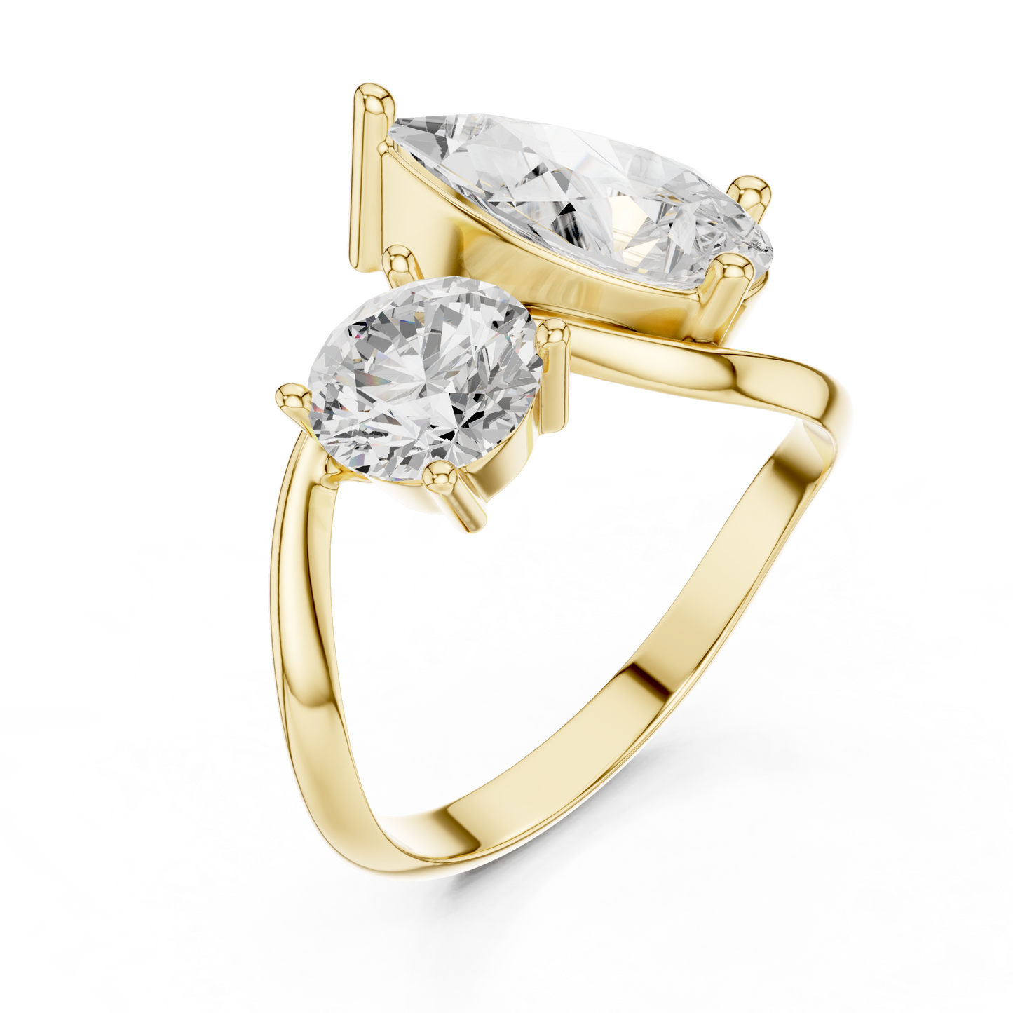 Two-Stone Engagement Ring | Round and Pear Diamond Ring