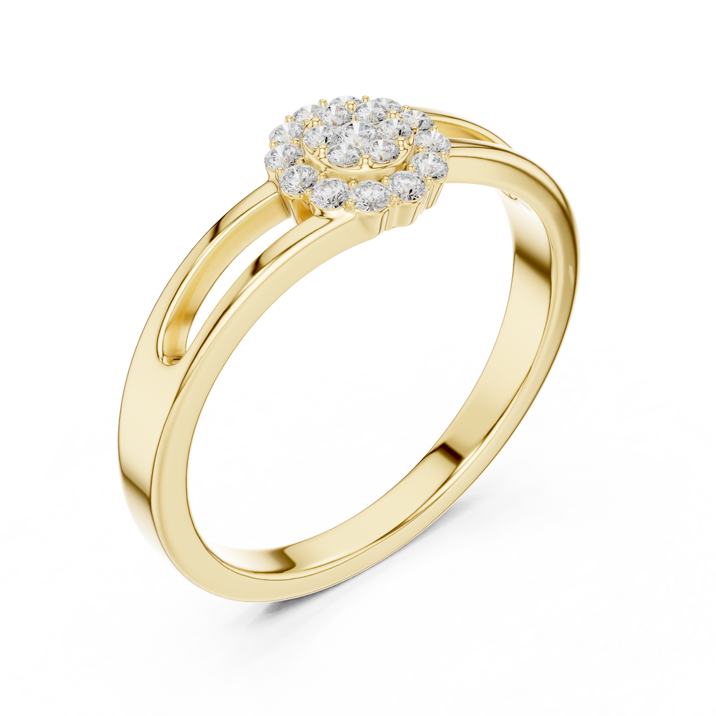 Flower Bridal Set Engagement Ring | Floral Halo Diamond Ring