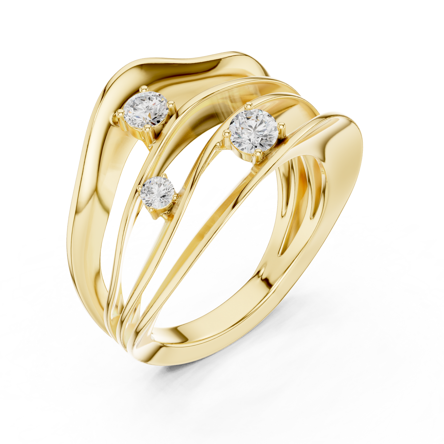 Diamond Bypass Ring | Modern Elegant Design