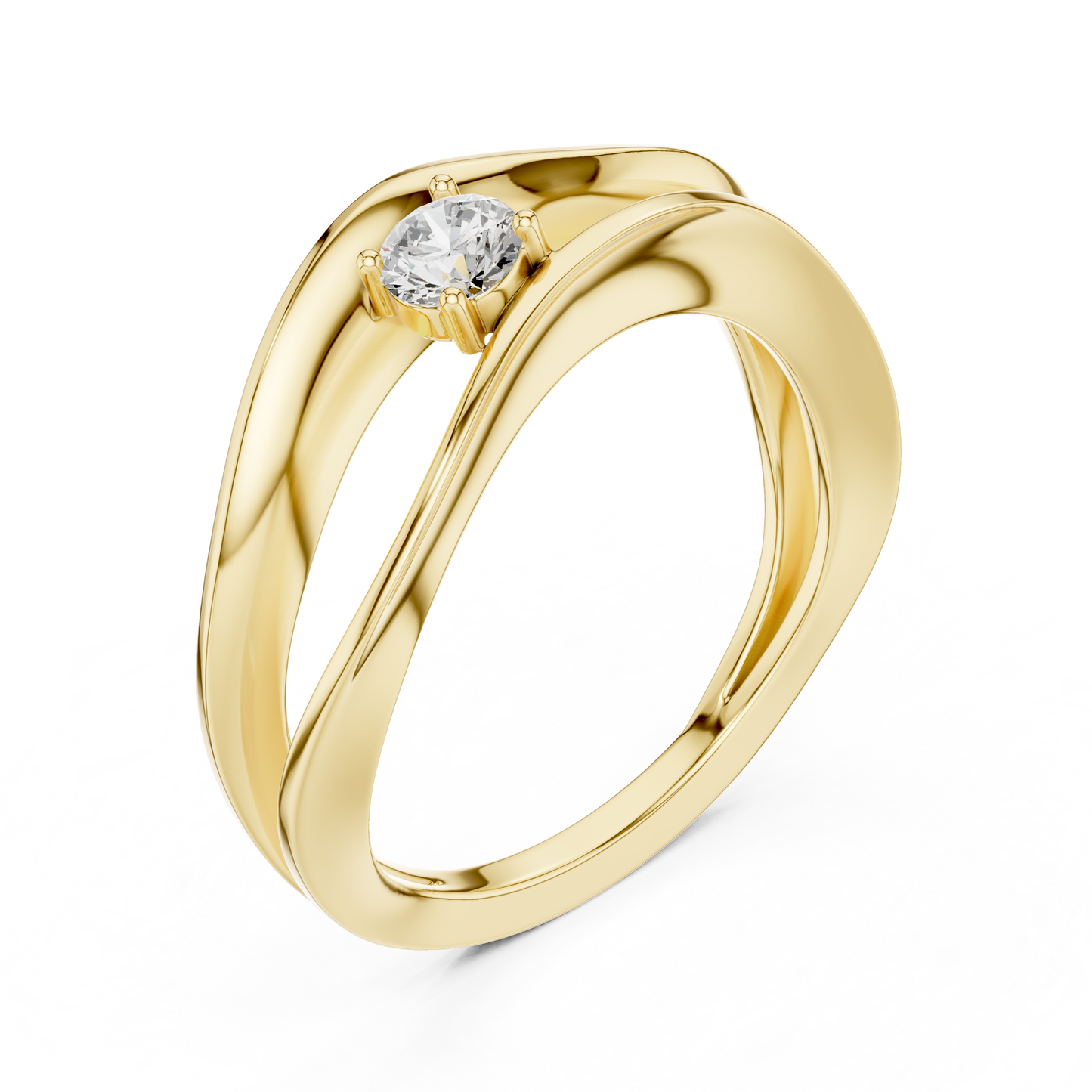 Wavy Solitaire Ring | Contemporary Elegant Design