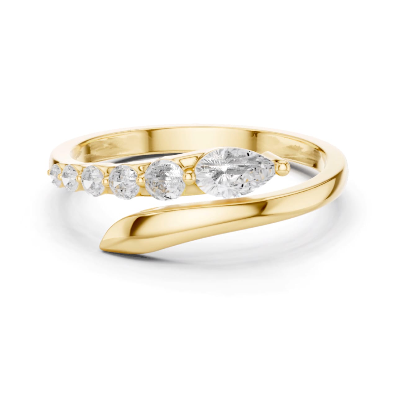 Multi-Stone Lab-Grown Diamond Bypass Ring in 935 Anti Tarnish Silver