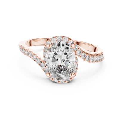Lab-Grown Oval Halo Bypass Engagement Ring