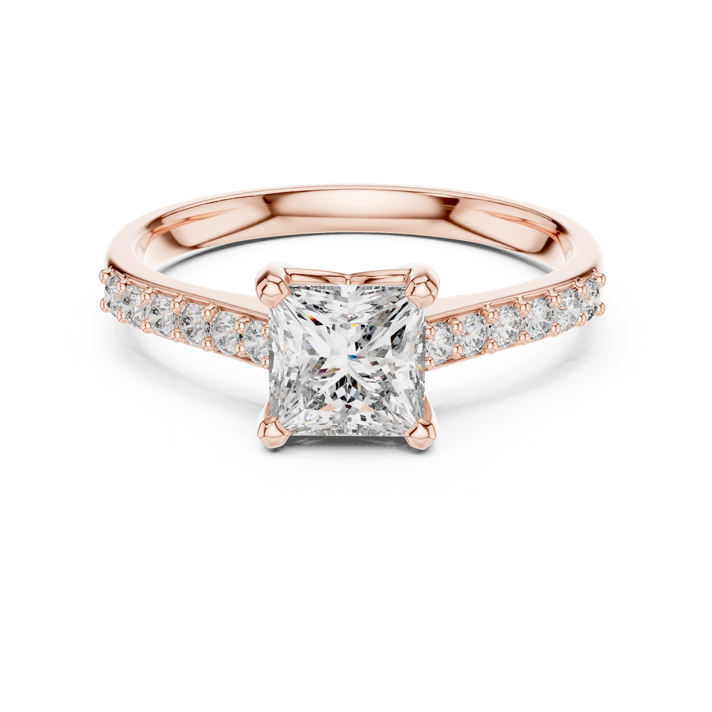 Princess-Cut Diamond Engagement Ring | Pavé Band