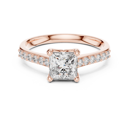 Princess-Cut Diamond Engagement Ring | Pavé Band