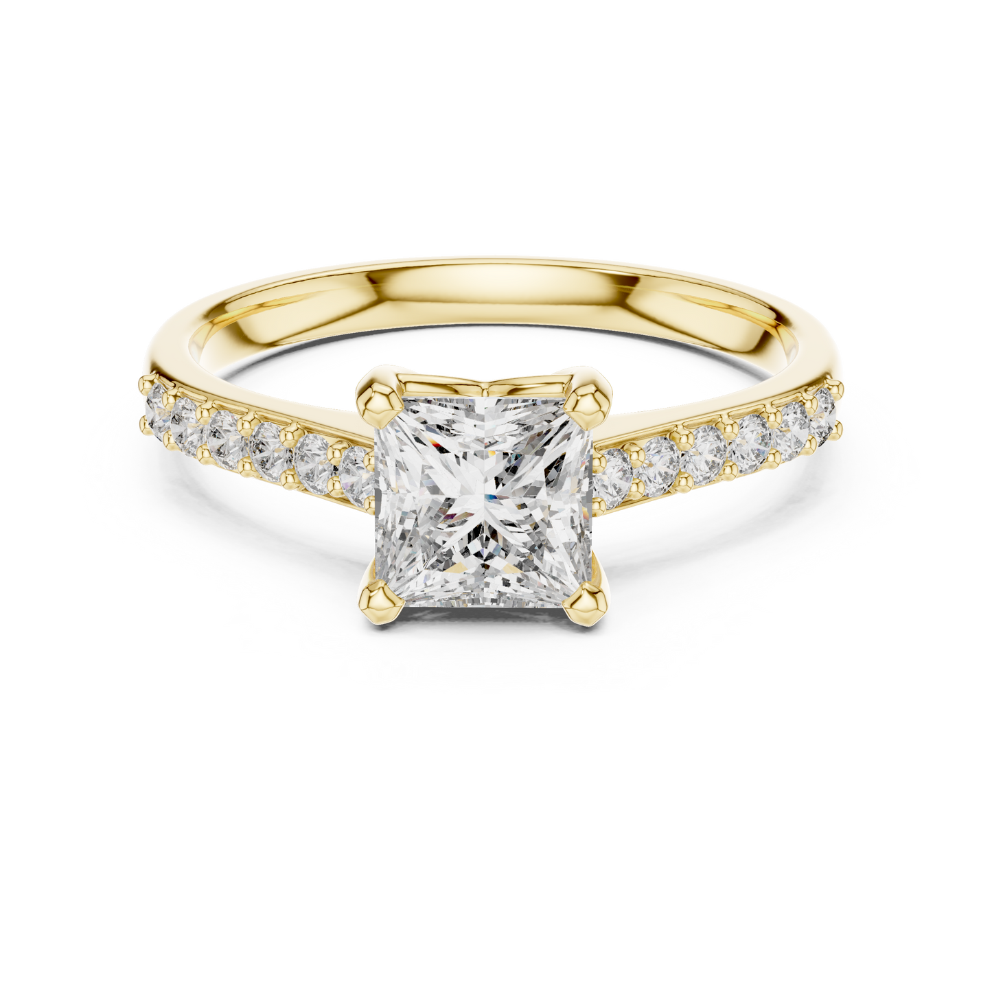 Princess-Cut Diamond Engagement Ring | Pavé Band