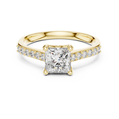 Princess-Cut Diamond Engagement Ring | Pavé Band