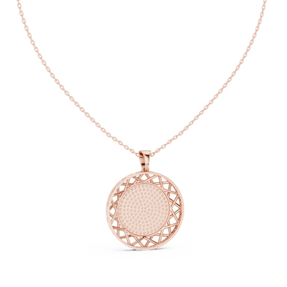 Round Geometric Lattice Medallion Pendant Necklace