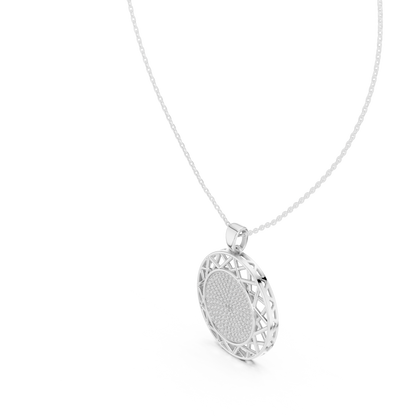Round Geometric Lattice Medallion Pendant Necklace