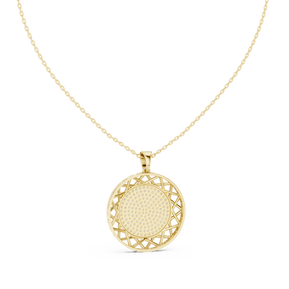 Round Geometric Lattice Medallion Pendant Necklace