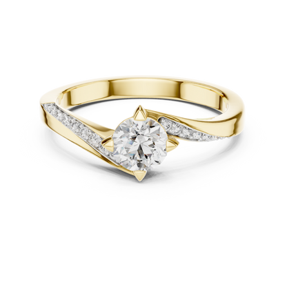 Twist Engagement Ring | Brilliant-Cut Solitaire with Accent Diamonds