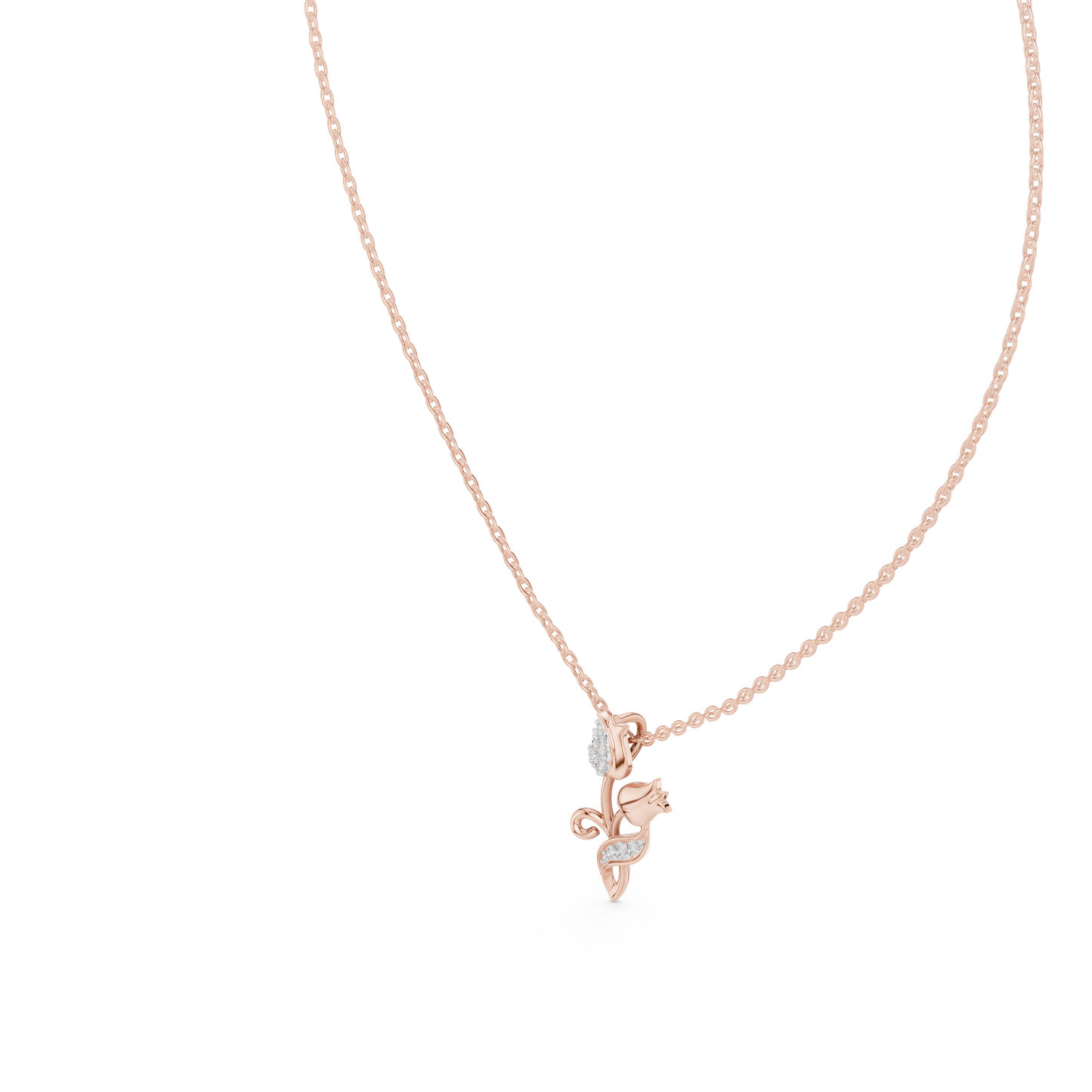 Tulip Diamond Pendant Necklace | Floral Elegance Necklace
