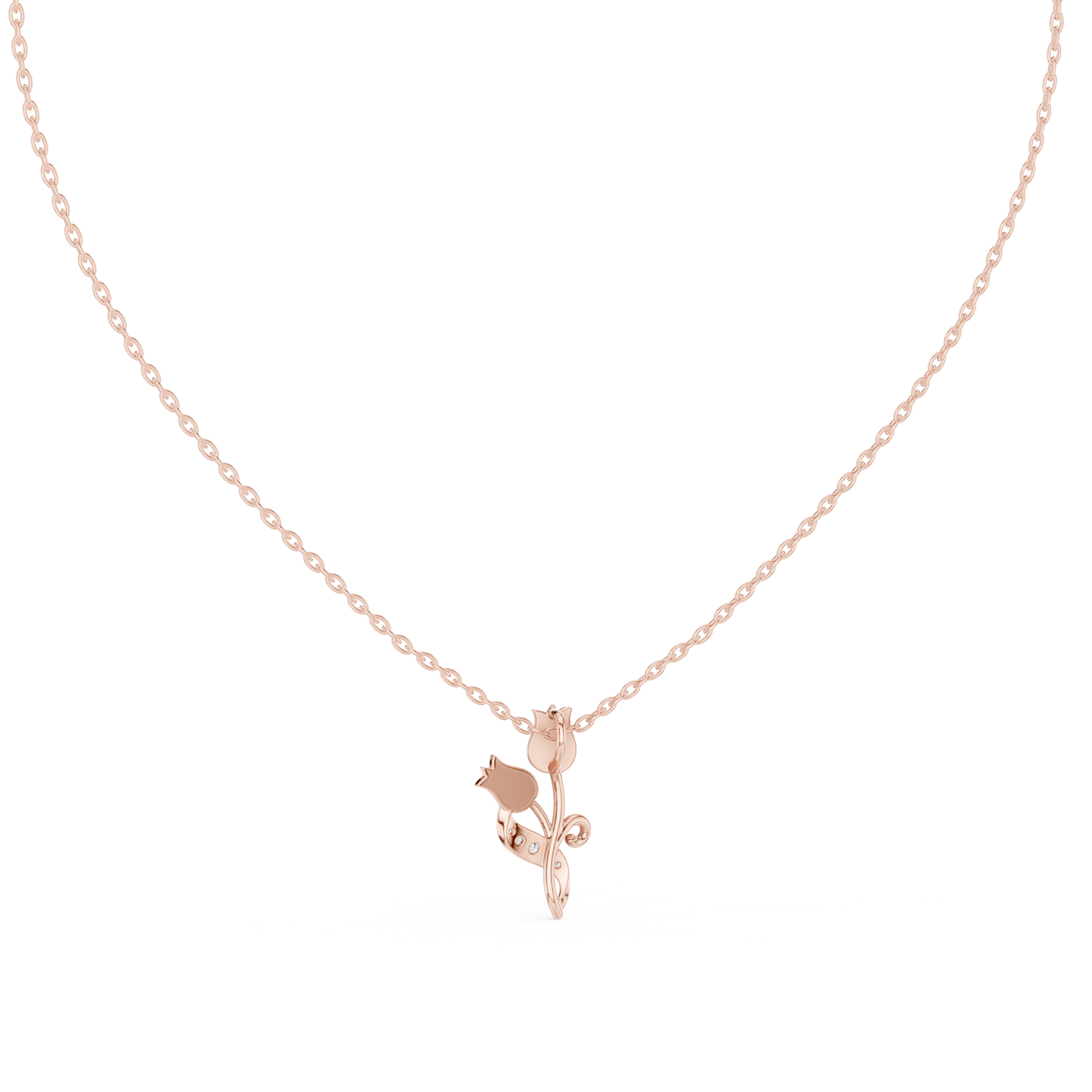 Tulip Diamond Pendant Necklace | Floral Elegance Necklace