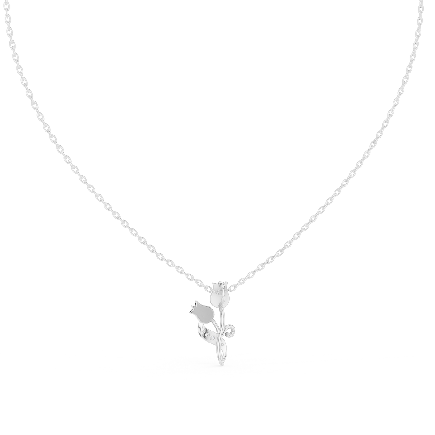 Tulip diamond pendant necklace in white gold

Floral tulip pendant with lab-grown diamonds

Elegant tulip-inspired diamond necklace